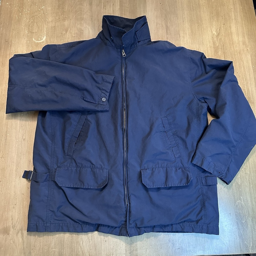 J Crew Navy Blue Cotton Blend Chore Coat Large Mens Jacket Pockets READ